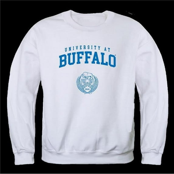 W Republic 568-274-WHT-01 The State University of New York Buffalo Bulls Seal Crewneck Sweatshirt, White - Small