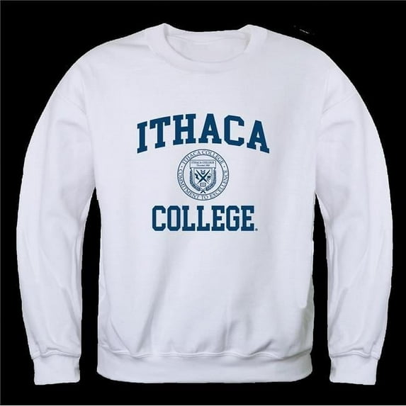 W Republic 568-316-WHT-04 Ithaca College Bombers Seal Crewneck Sweatshirt, White - Extra Large