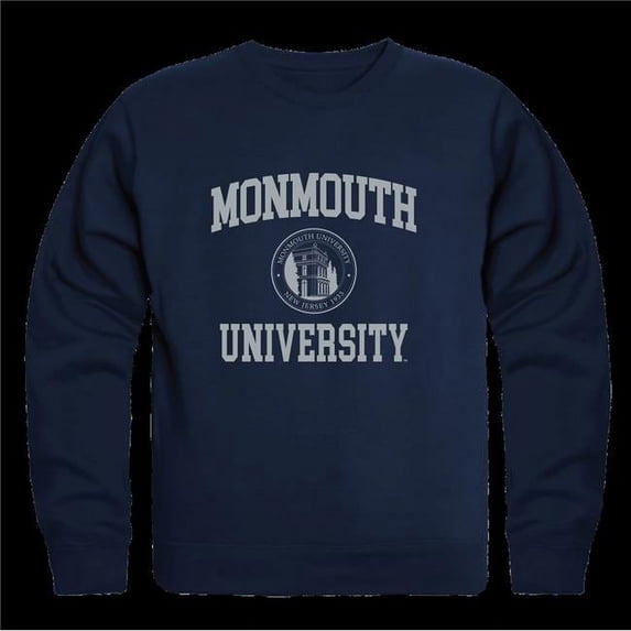 W Republic 568-345-NVY-03 Monmouth College Hawks Seal Crewneck Sweatshirt, Navy - Large