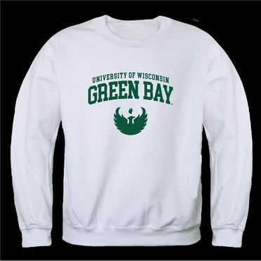 W Republic 568-397-WHT-03 University of Wisconsin Green Bay Phoenix Seal Crewneck Sweatshirt, White - Large