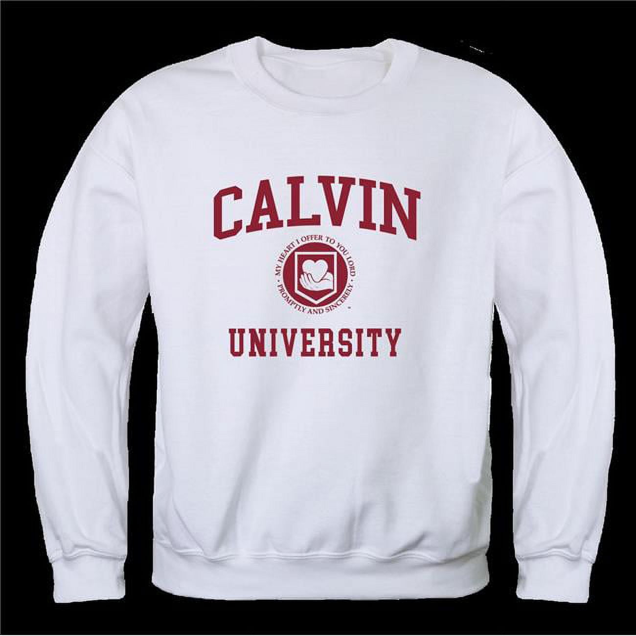 W Republic 568507WHT03 Calvin University Knights Seal Crewneck