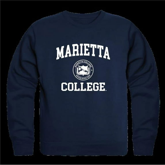 W Republic 568-537-NVY-02 Marietta College Pioneers Seal Crewneck Sweatshirt, Navy - Medium