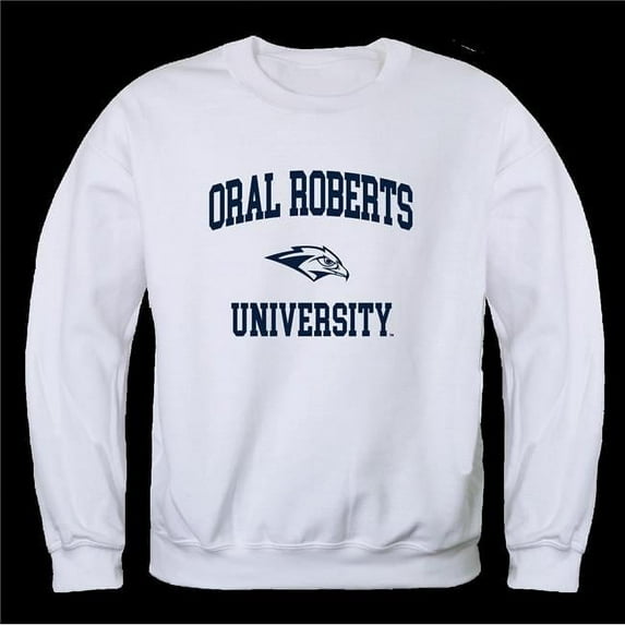 W Republic 568-566-WHT-03 Oral Roberts University Golden Eagles Seal Crewneck Sweatshirt, White - Large