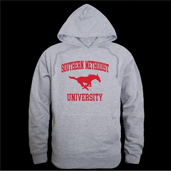 W Republic 569-150-HGY-03 Southern Methodist University Mustangs Seal Hoodie, Heather Grey - Large