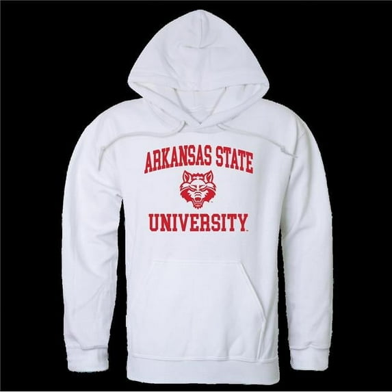 W Republic 569-211-WHT-04 Arkansas State University Wolves Seal Hoodie, White - Extra Large