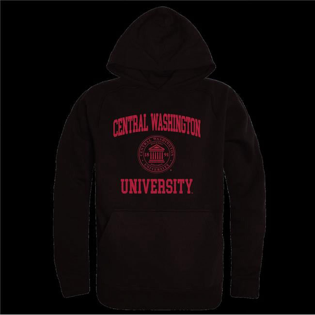 W Republic 569 213 BLK 04 Central Washington University Wildcats Seal Hoodie Black Extra Large