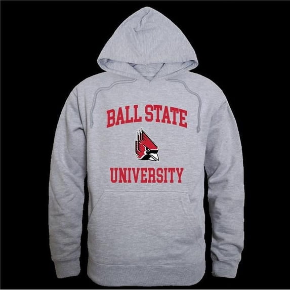 W Republic 569-264-HGY-04 Ball State University Cardinals Seal Hoodie, Heather Grey - Extra Large