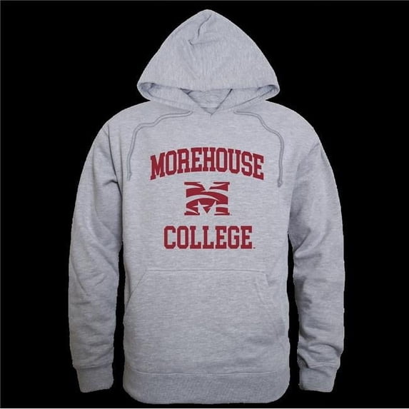 W Republic 569-346-HGY-05 Morehouse College Maroon Tigers Seal Hoodie, Heather Grey - 2XL