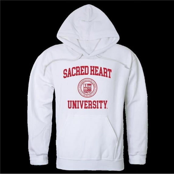 W Republic 569-372-WHT-05 Sacred Heart University Pioneers Seal Hoodie, White - 2XL