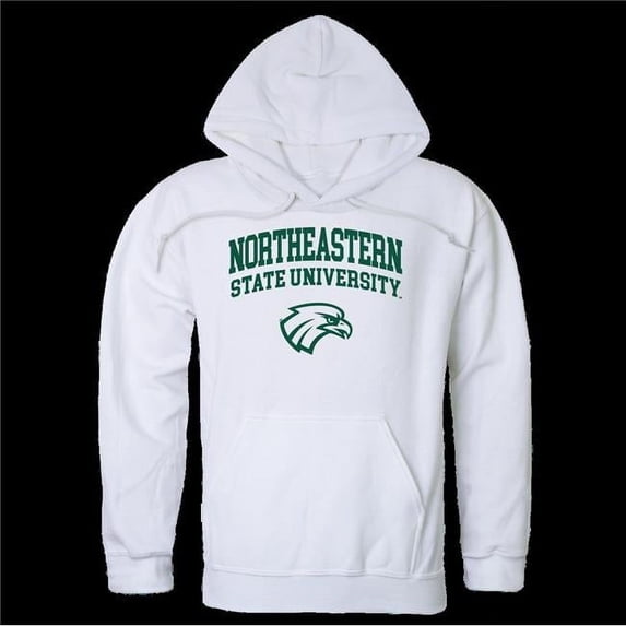 W Republic 569-426-WHT-01 Northeastern State University RiverHawks Seal Hoodie, White - Small