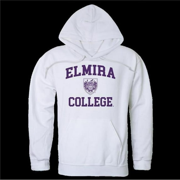 W Republic 569-451-WHT-02 Elmira College Soaring Eagles Seal Hoodie, White - Medium
