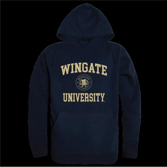 W Republic 569-488-NVY-04 Wingate University Bulldogs Seal Hoodie, Navy - Extra Large