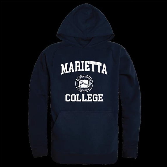 W Republic 569-537-NVY-05 Marietta College Pioneers Seal Hoodie, Navy - 2XL