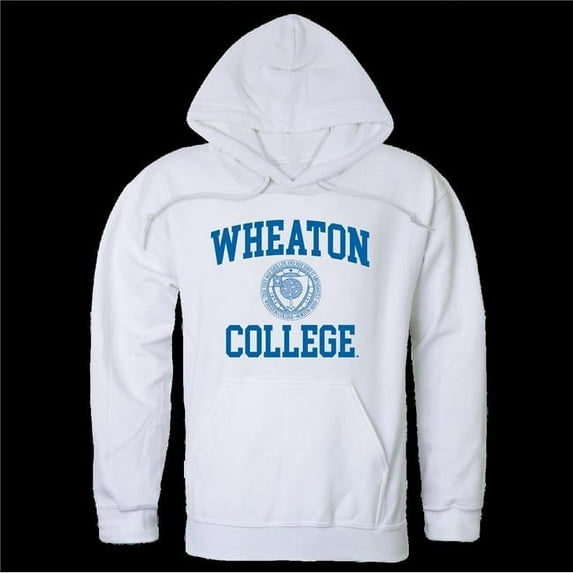 W Republic 569-605-WHT-05 Wheaton College Lyons Seal Hoodie, White - 2XL