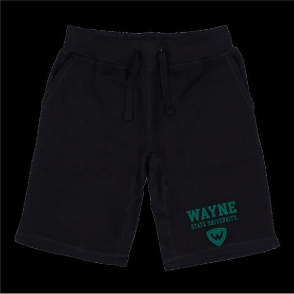 W Republic 570-400-BLK-02 Wayne State University Warriors Seal Shorts, Black - Medium