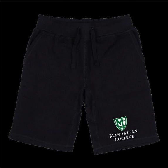 W Republic 570-535-BLK-02 Manhattan College Jaspers Seal Shorts, Black - Medium