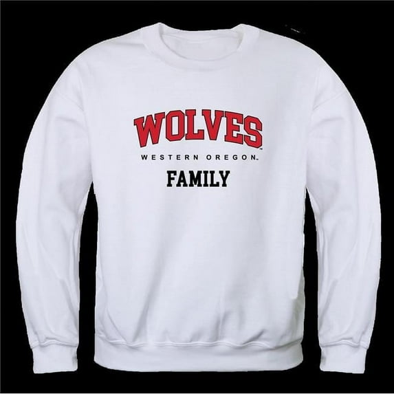 W Republic 572-406-WHT-01 Western Oregon University Wolves Family Crewneck Sweatshirt, White - Small
