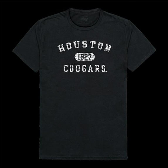 W Republic 574-123-BLK-02 University of Houston Cougars Distressed Arch College T-Shirt, Black - Medium