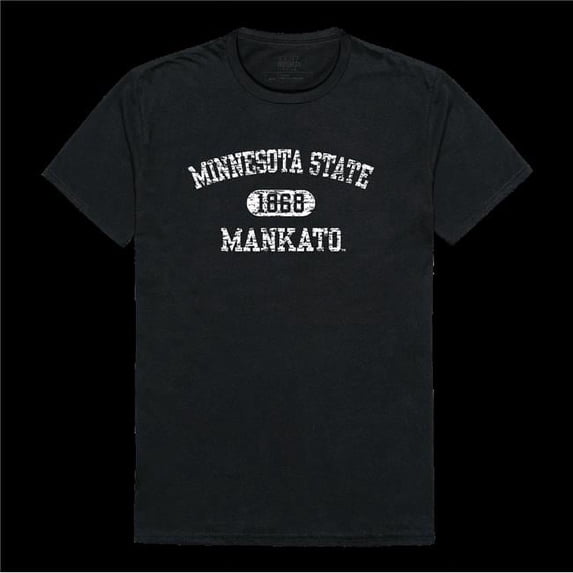 W Republic 574-132-BLK-05 Minnesota State University, Mankato Mavericks Distressed Arch College T-Shirt, Black - 2XL