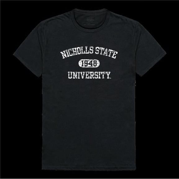 W Republic 574-138-BLK-05 Nicholls State University Colonels Distressed Arch College T-Shirt, Black - 2XL