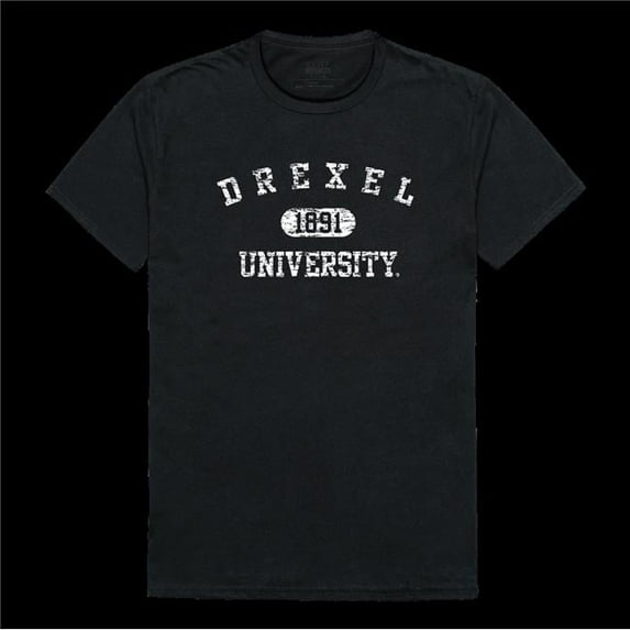 W Republic 574-215-BLK-03 Drexel University Dragons Distressed Arch College T-Shirt, Black - Large