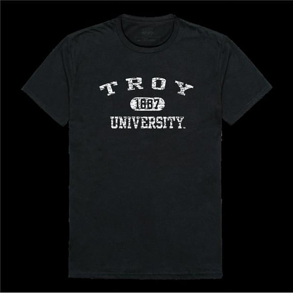 W Republic 574-254-BLK-04 Troy University Trojans Distressed Arch College T-Shirt, Black - Extra Large