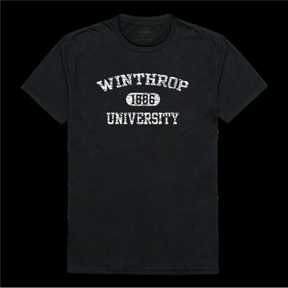 W Republic 574-255-BLK-02 Winthrop University Eagles Distressed Arch College T-Shirt, Black - Medium