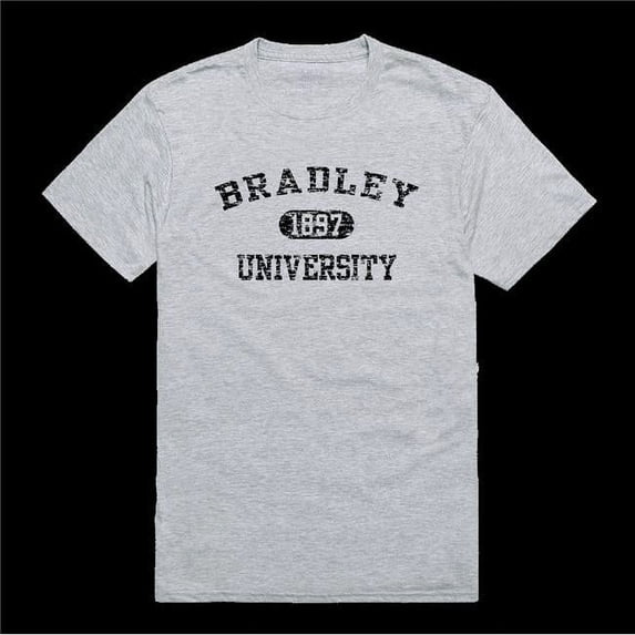 W Republic 574-270-HGY-01 Bradley University Braves Distressed Arch College T-Shirt, Heather Grey - Small