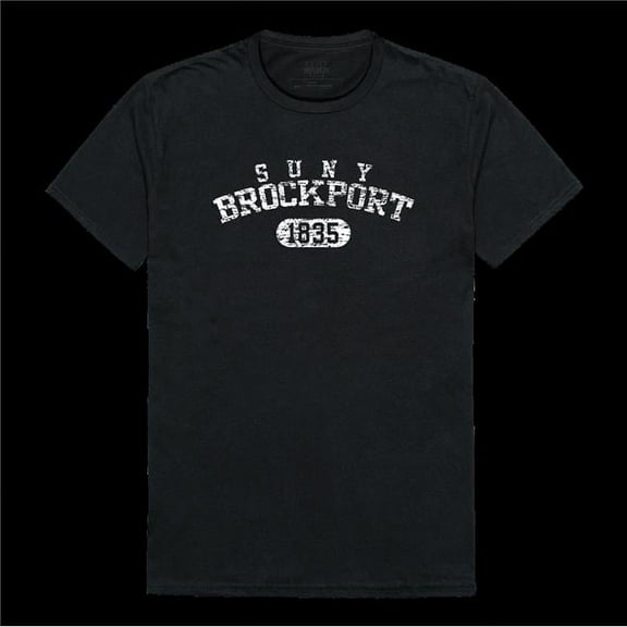 W Republic 574-271-BLK-01 State University of York at Potsdam Brockport Golden Eagles Distressed Arch College T-Shirt, Black - Small