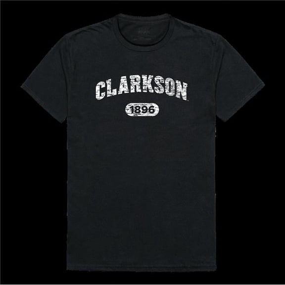 W Republic 574-281-BLK-04 Clarkson University Golden Knights Distressed Arch College T-Shirt, Black - Extra Large