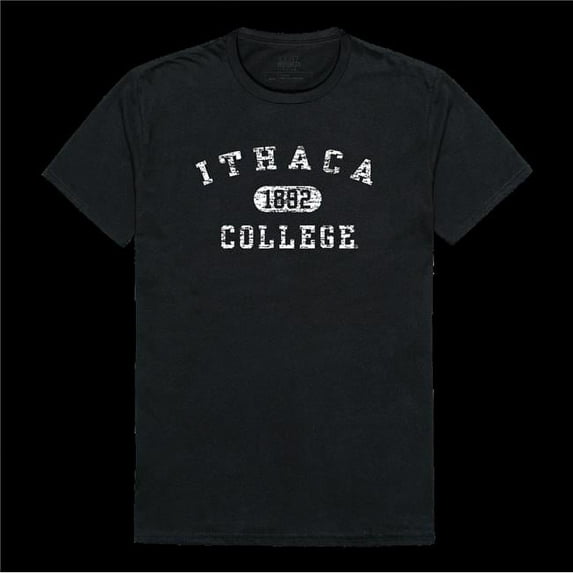W Republic 574-316-BLK-02 Ithaca College Bombers Distressed Arch T-Shirt, Black - Medium