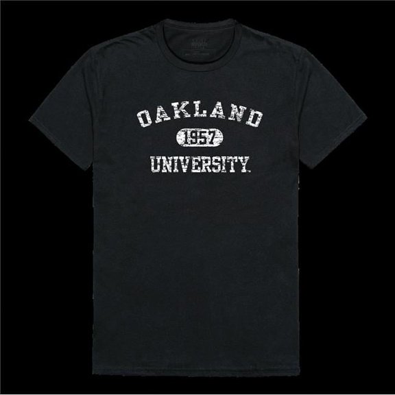 W Republic 574-359-BLK-03 Oakland University Golden Grizzlies Distressed Arch College T-Shirt, Black - Large