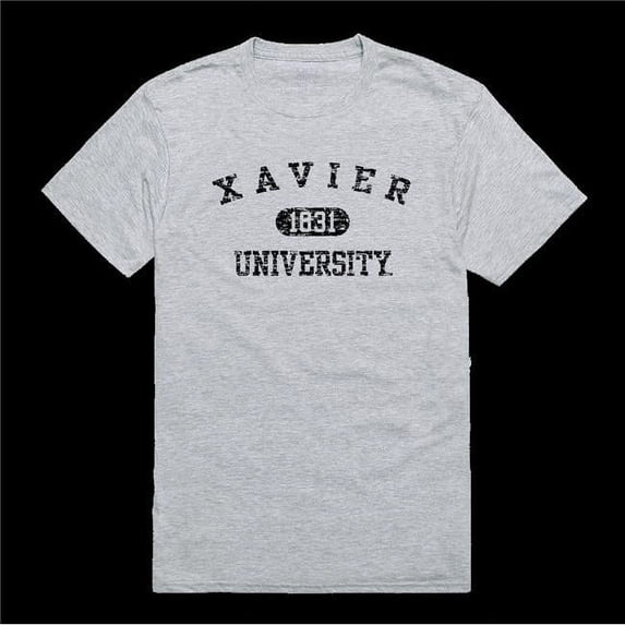W Republic 574-417-HGY-04 Xavier University of Louisiana Musketeers Distressed Arch College T-Shirt, Heather Grey - Extra Large