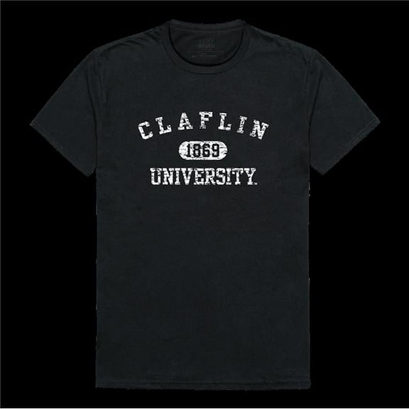 W Republic 574-511-BLK-03 Claflin University Panthers Distressed Arch College T-Shirt, Black - Large