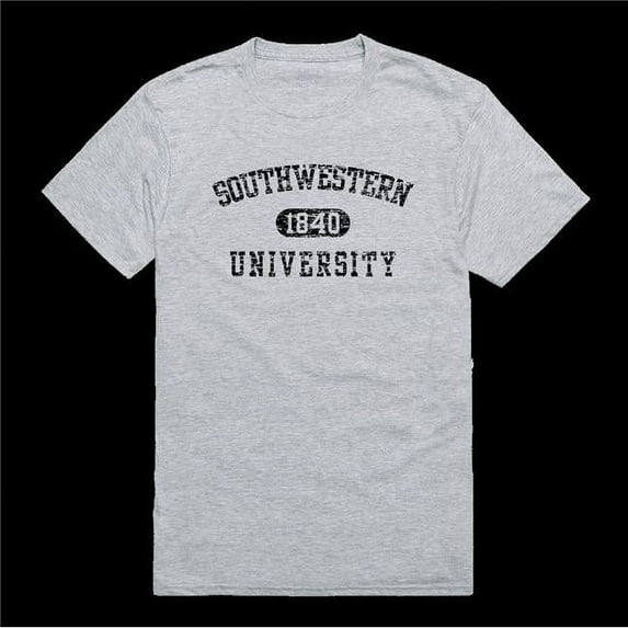 W Republic 574-588-HGY-05 Southwestern University Pirates Distressed Arch College T-Shirt, Heather Grey - 2XL