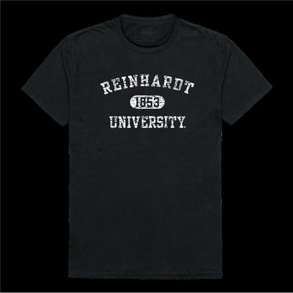 W Republic 574-696-BLK-03 Reinhardt University Eagles Distressed Arch College T-Shirt, Black - Large