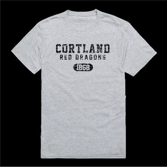 W Republic 574-712-HGY-04 State University of York at Potsdam Cortland Red Dragons Distressed Arch College T-Shirt, Heather Grey - Extra Large