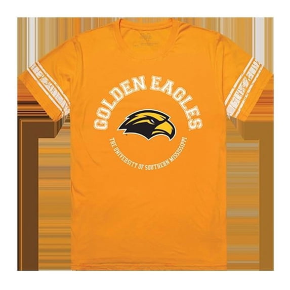 W Republic Apparel 504-151-GLD-02 Mens University of Southern Mississippi Football Tee, Gold - Medium