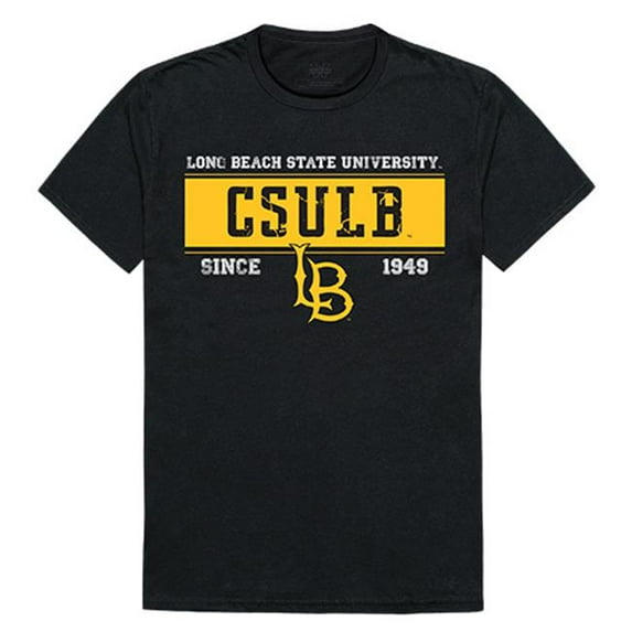 W Republic Apparel 507-109-E27-03 Cal State University of Long Beach Established Mens Tee, Black - Large