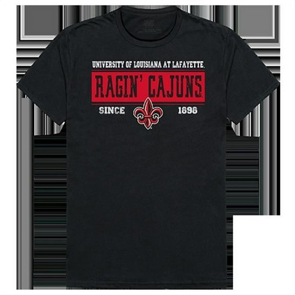 W Republic Apparel 507-189-E27-03 University of Louisiana at Lafayette Established Tee Shirt - Black, Large