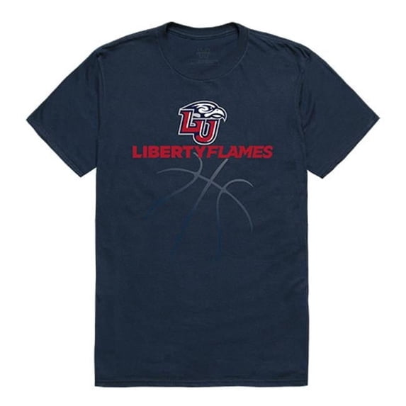 W Republic Apparel 510-129-BGT-02 Liberty University Basketball Tee for Men, Navy - Medium