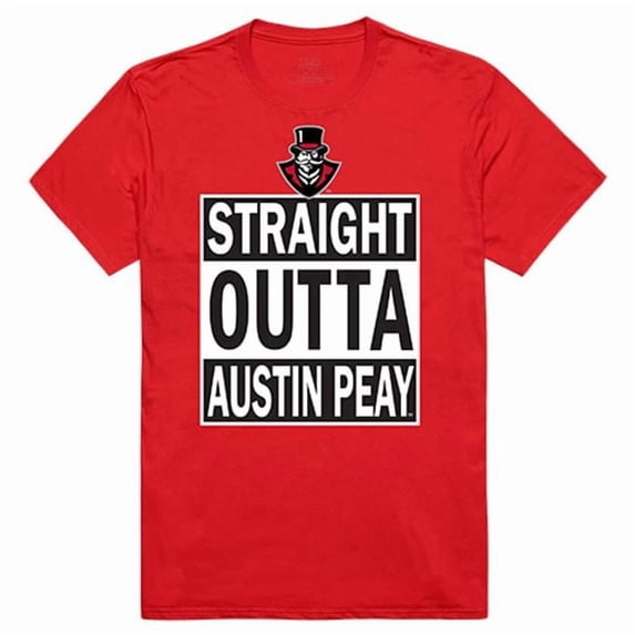 W Republic Apparel 511-105-R58-04 Austin Peay State University Straight Outta College Tee for Men - Red, Extra Large