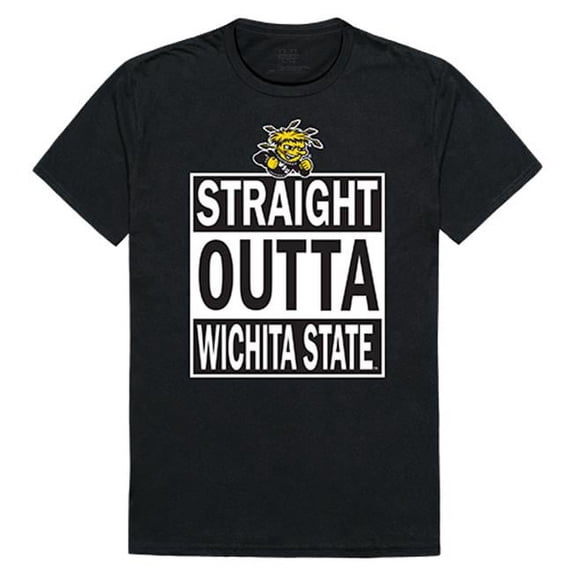 W Republic Apparel 511-158-E27-01 Wichita State University Straight Outta College Tee for Men - Black, Small