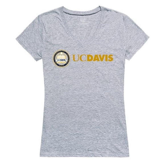 W Republic Apparel 520-161-H08-03 University of California Davis Women Seal Tee Shirt - Heather Grey, Large