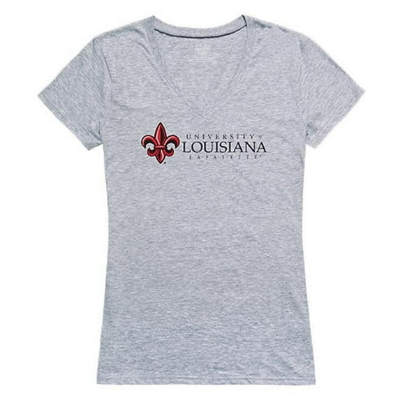 W Republic Apparel 520-189-H08-05 University of Louisiana at Lafayette Women Seal Tee Shirt - Heather Grey, 2X