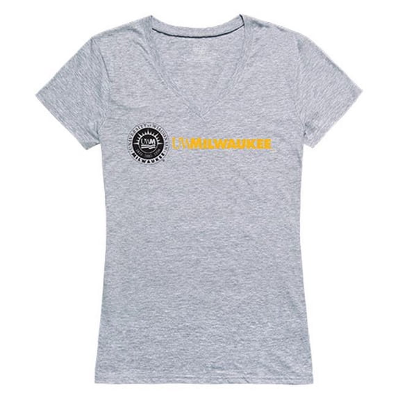 W Republic Apparel 520-199-H08-01 University of Wisconsin-Milwaukee Women Seal Tee Shirt - Heather Grey, Small