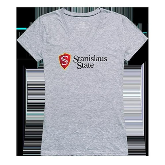 W Republic Apparel 520-208-H08-01 Womens California State Stanislaus Seal Tee, Heather Grey - Small