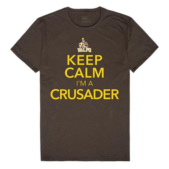 W Republic Apparel 523-154-313-01 Valparaiso University Keep Calm Mens Tee, Brown - Small