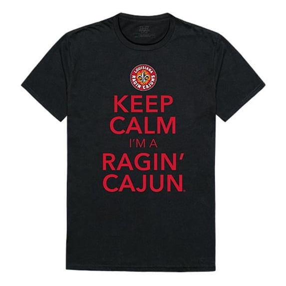 W Republic Apparel 523-189-E27-01 University of Louisiana at Lafayette Keep Calm T-Shirt for Men - Black, Small
