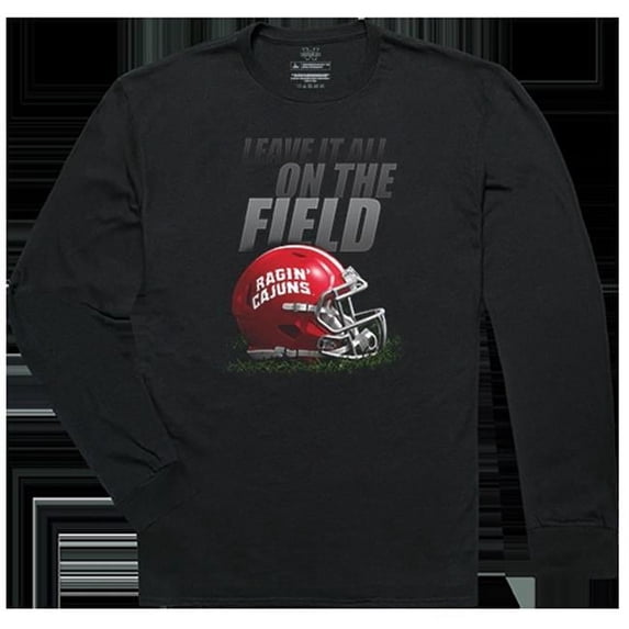 W Republic Apparel 525-189-E27-05 University of Louisiana at Lafayette Gridiron Long Sleeve T-Shirts for Men - Black, 2XL